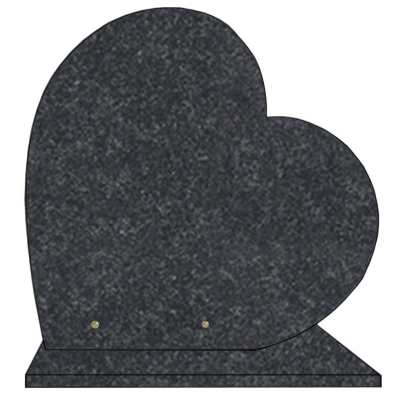 Plaque funéraire coeur en granit 39x36 à personnaliser - France Tombale