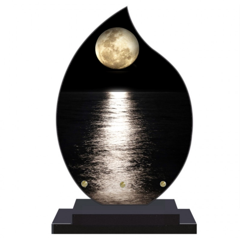 PLAQUE FUNÉRAIRE FLAMME PLEINE LUNE 22 cm X 32 cm FPF2193